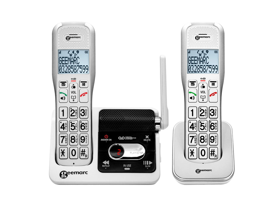 Geemarc Amplidect 595-2 U.L.E - Twin Phones With Answering Machine-Hearing Direct-brand_Geemarc,type_Amplified Cordless Phones,type_Amplified Phones With Answer Machines,type_Phone for the elderly