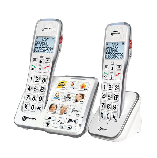 Geemarc AmpliDect 595 Amplified Cordless Twin Phone Set with Photo Memory Buttons & Answering Machine-HearingDirect-