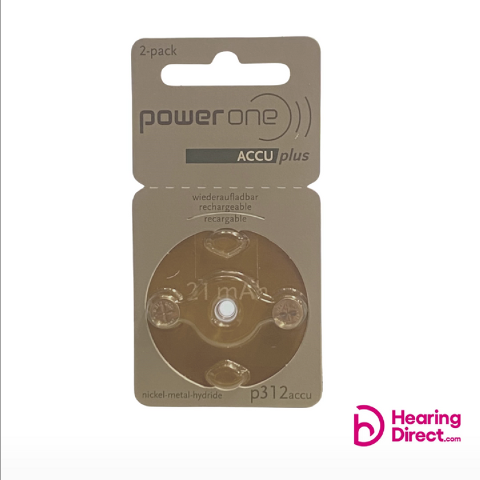 Power One Accu Plus Rechargeable Hearing Aid Batteries Size 312