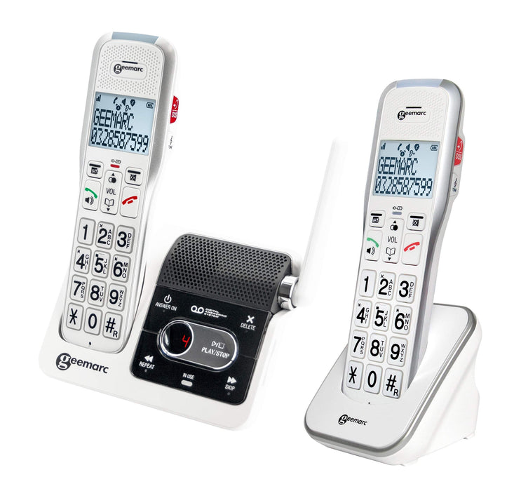 Geemarc Amplidect 595-2 U.L.E - Twin Phones With Answering Machine-Hearing Direct-brand_Geemarc,type_Amplified Cordless Phones,type_Amplified Phones With Answer Machines,type_Phone for the elderly