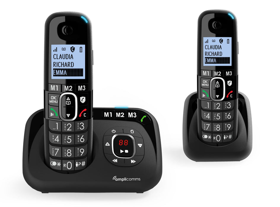 Amplicomms BT1582 - Cordless amplified phone twinset with answering machine