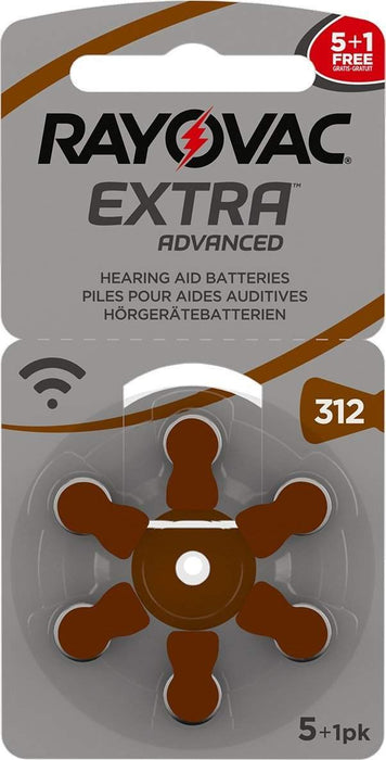 Rayovac Hearing Aid Batteries Size 312-HearingDirect-brand_Rayovac,price_£1 - £1.99,size_Size 312,type_Pack of 6